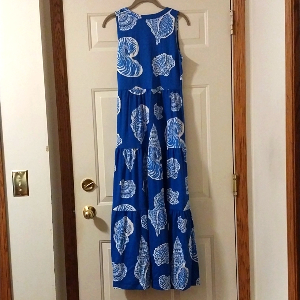 Lilly Pulitzer NWOT Women's XS Sydnee Seashell Print Maxi Dress Blue White - Picture 3 of 9